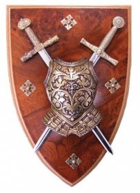 Středověký štít s kyrysem a 2 meči - Fantasy Meče