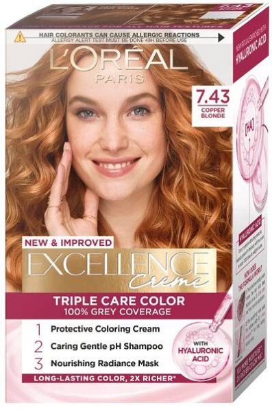 L’Oréal Paris barva na vlasy - EXCELLENCE Creme - 7.43 Copper Blonde