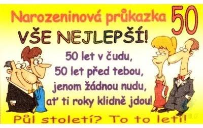 Cedulka Narozeninová průkazka 50