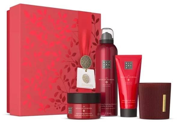 Rituals The Ritual of Ayurveda Medium sprchová pěna 200 ml + tělový krém 100 ml + tělový peeling 140 gr + vonná svíčka 125 gr