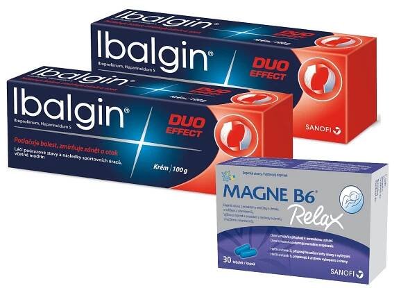 Ibalgin Duo Effect krém 2x100g + Magne B6 Relax 30 kapslí - srovnání cen | Leano.cz