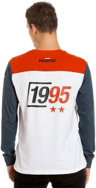 Pánské tričko Meatfly s dlouhým rukávem Judgement, Navy Heather/Bright Red/White | Meatfly