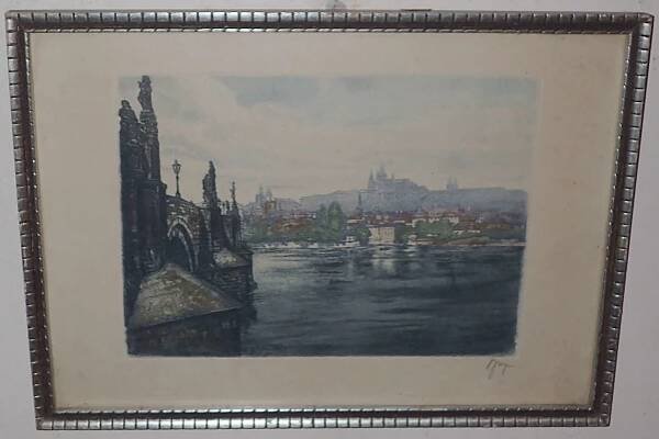 POHLED NA HRADČANY OD KARLOVA MOSTU - JOSEF MAYER (MEYER)