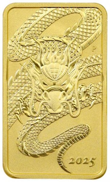 Zlatá investiční mince Rectangular Dragon 1 Oz 2025