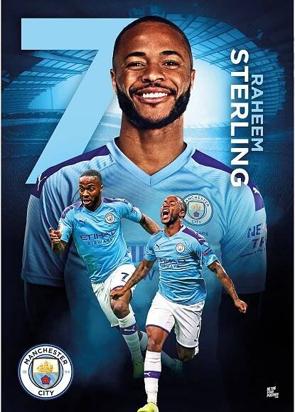 Manchester City 2019-20 Raheem Sterling Poster - Store