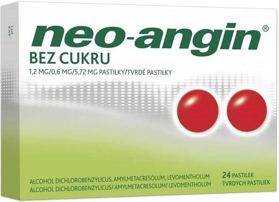 NEO-ANGIN BEZ CUKRU ORM 1,2MG/0,6MG/5,72MG PAS 24