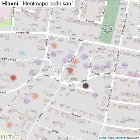 Mapa Hlavní - Firmy v ulici.