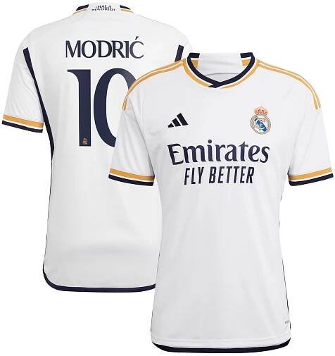Real Madrid adidas Home Shirt 2023-24 with Modric 10 printing