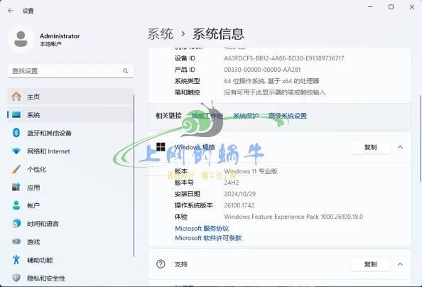 2024年10月自封装最新版win11 24H2专业版-上网的蜗牛