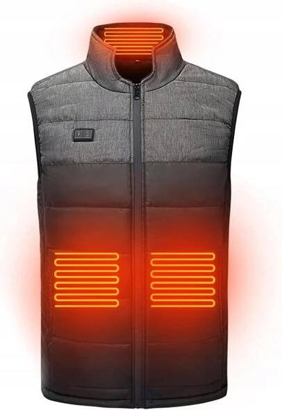 ELEKTRICKÁ VYHŘÍVANÁ VESTA, TOPNÁ BUNDA NAPÁJENÁ USB, PÁNSKÁ, 3XL Barva černá