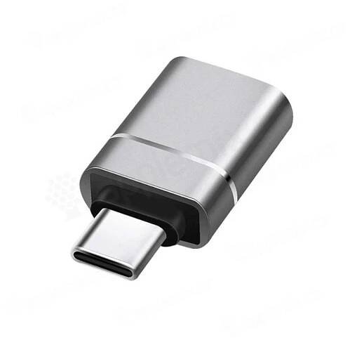 Přepojka / redukce USB-C samec na USB-A 3.0 samice - kovová - šedá