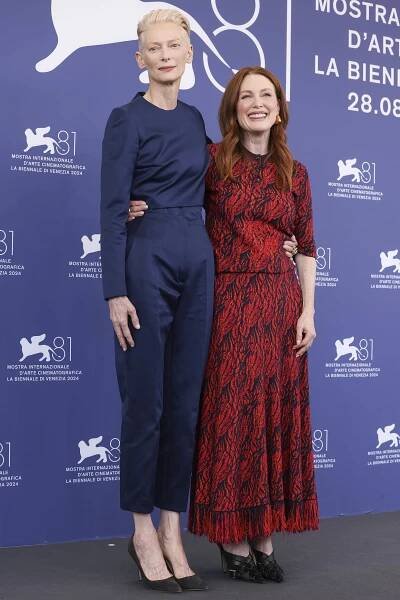 Julianne Moore and Tilda Swinton at an event for The Room Next Door (2024)