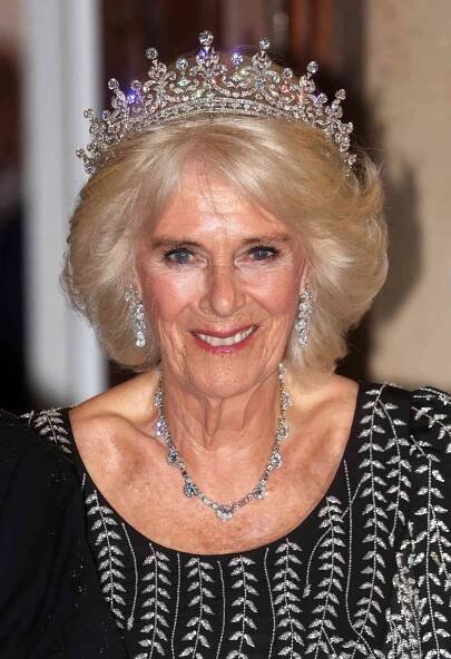 Queen Camilla arrives at a reception and dinner in honour of their Coronation on October 18, 2023 at Mansion House in London, England. The King attended the reception to uphold the tradition of visiting the City of London during the Coronation year. The engagement recognises the work of London civic institutions and Livery Companies.