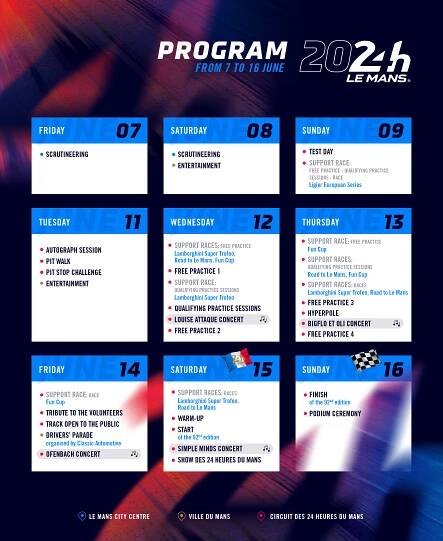 Le Mans schedule