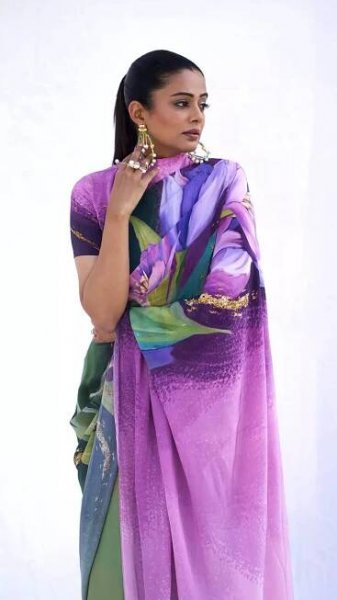 Priyamani shows how to style a saree with a burst of colors