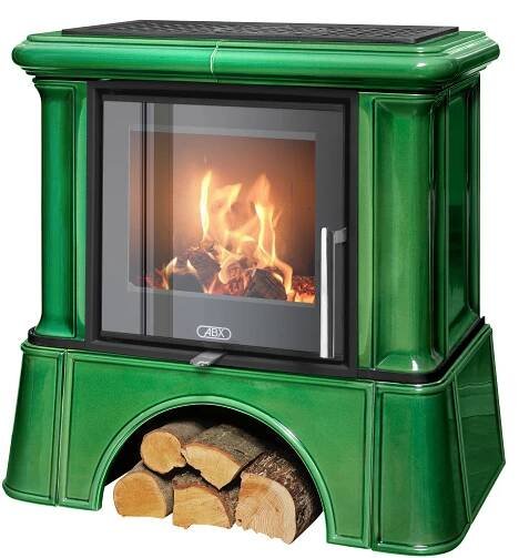 Kamna kachlová ABX Ikaria exklusive, zelená, kachlový sokl, 6kW