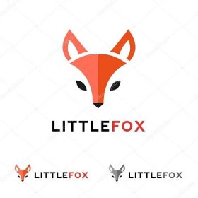 Vector minimalistic red fox head logo in flat style