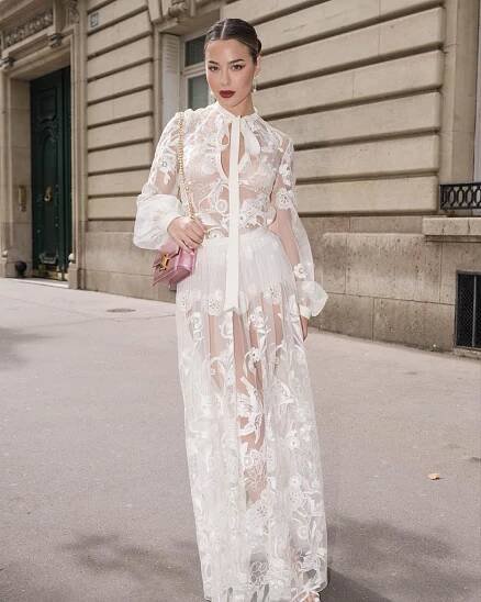 Celebrity Dress Of The Week: Tessa Brooks' Sheer White Maxi Dress