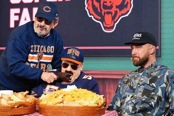 Robert Smigel, George Wendt, and Travis Kelce perform onstage during 2024 Big Slick Celebrity Weekend on June 01, 2024 in Kansas City, Missouri. 
