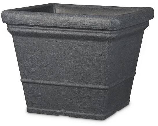 Čtvercový velký květináč Scheurich Lisa 60 Schwarz Granit černý granit