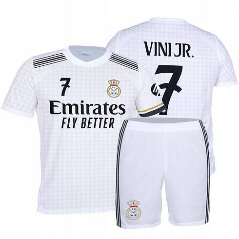 VINI JR. Real Madrid FOTBALOVÉ OBLEČENÍ Komplet FANOUŠEK TRIČKO + KRAŤASY 110