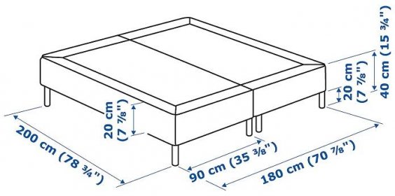 ESPEVÄR Slatted mattress base with legs - white 180x200 cm