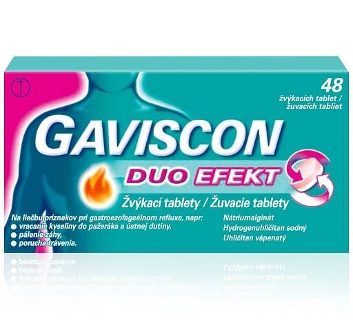 Gaviscon Duo Efekt Žvýkací tablety 48 tablet