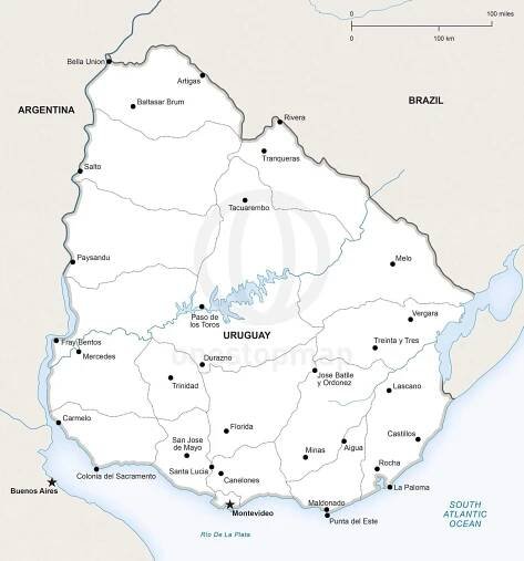 Map of Uruguay political