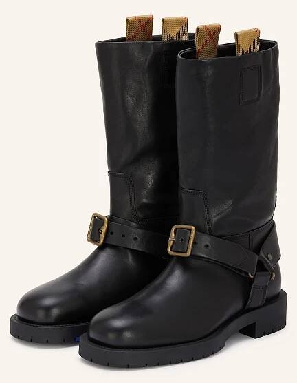 BURBERRY Biker Boots ČERNÁ/ ZLATÁ