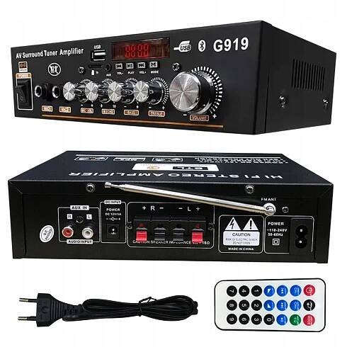 G919 STEREO ZESILOVAČ BLUETOOTH DÁLKOVÉ OVLÁDÁNÍ FM AUDIO RECEIVER
