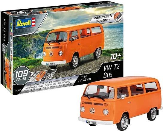 REVELL GERMANY 07667 VOLKSWAGEN (VW) T2 BUS MODEL KIT easy-click system new in