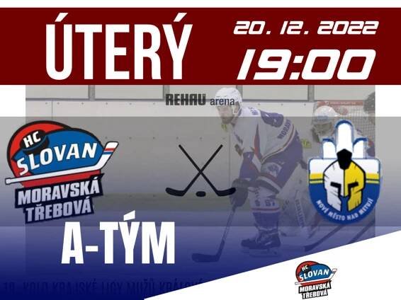A-TÝM: Slovan se vrací na domácí led! V posledním utkání letošního roku přivitá Nové Město nad Metují – HC Slovan Moravská