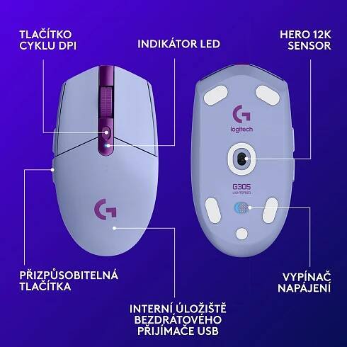 Logitech G305 fialová