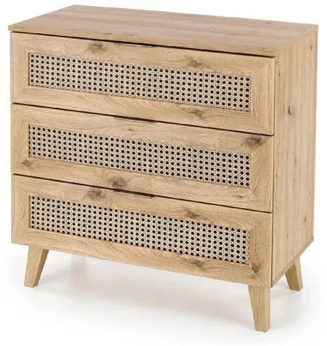 Komoda Borneo K 80 cm s šuplíky dub artisan/černá