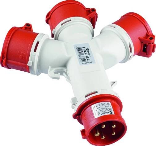 Rozdvojka 400V - 3x zásuvka 400V 16A 5P, IP44