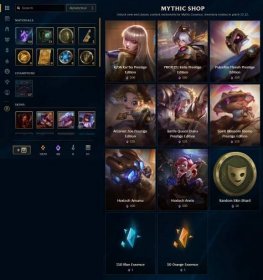 Screenshot of mythic shop storefront in League client