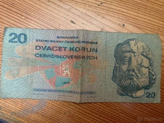 Československo, 20 Koruna 1970, série L 53 bankovka numismat