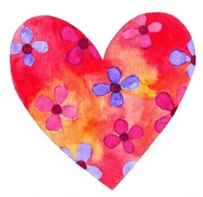 Roztomilý kreslený akvarel lásky srdce Valentýna vzor. Barevné červené srdce s květinami navrhnout ilustrace izolované na bílém pozadí. Ideální pro valentinky dovolenou. Dobré pro lásku kartu, valentine den blahopřání designu. — Stock obrázek