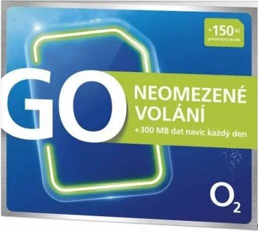 SIM karta O2 GO - kredit 150 Kč - Tarif O2 Zdarma 150 Kč