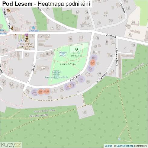 Mapa Pod Lesem - Firmy v ulici.