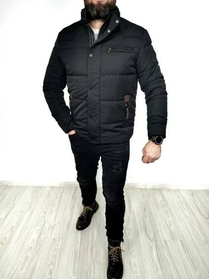 Pánská zimní bunda černá, odnímatelná kapuce ErnestoMen velikost 3XL Barva černá