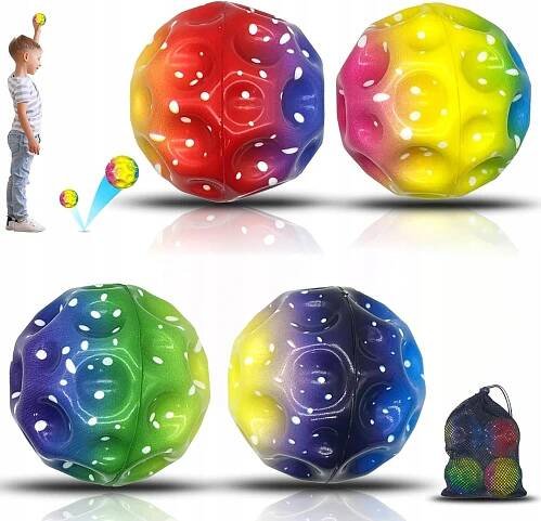 Míč Moon Ball – 4 kusy, pěnový skákací míč Věk dítěte 18+ měsíců