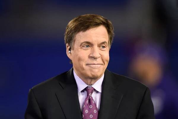 FILE - In this Nov. 10, 2016, file photo, NBC sportscaster Bob Costas appears before an NFL football game
