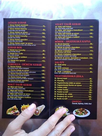 Menu - Original Döner Kebab House, Tábor