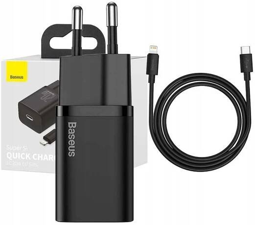 Baseus Super Si Quick Charger 1C 20W s kabelem USB-C pro Lightning 1m (černý)