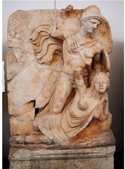 Fig. 3. Panel C10: Claudius vanquishes Britannia. Museum of Aphrodisias. 