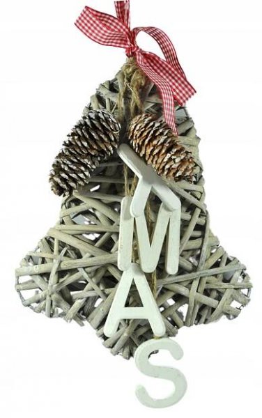 přívěsek_ZVONEK z proutí_vánoční_X_MAS_25 cm