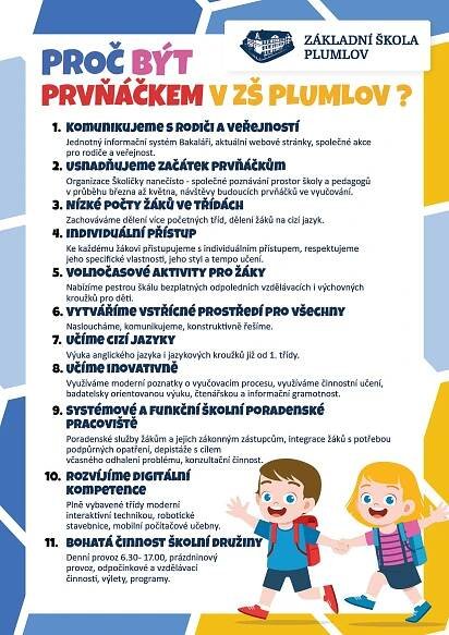 Zápis do prvního ročníku – Základní škola Plumlov, okres Prostějov, příspěvková organizace