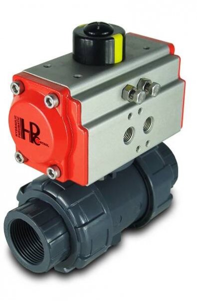 Kulový ventil UPVC, G1/2 ( DN15 ) s pneumatickým pohonem HPAT32