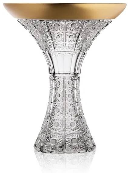 Bohemia Crystal Ručně vyráběná a ručně broušená váza se zlatem 305mm